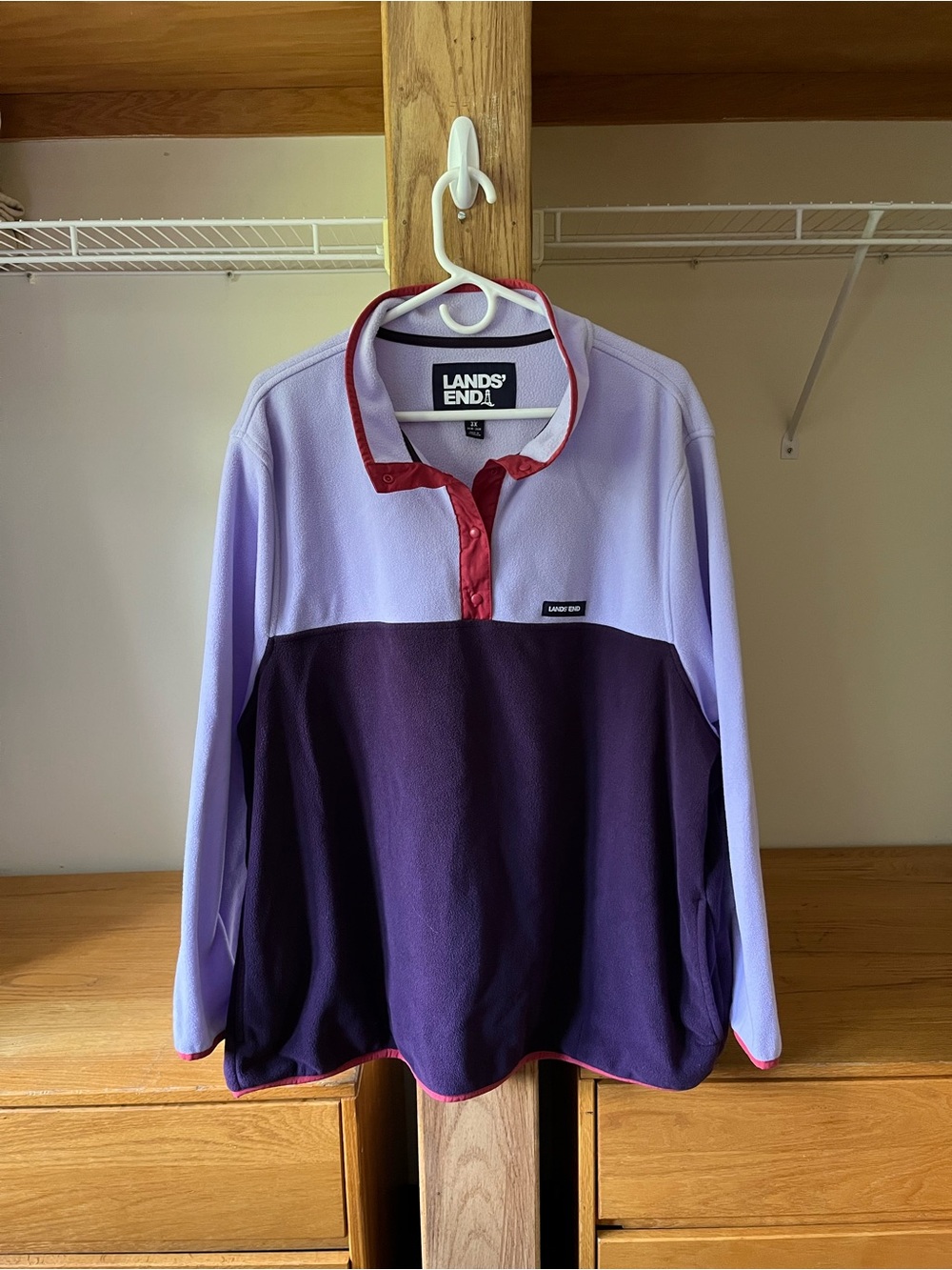 NWOT Lands End 3X Periwinkle, Pink and Purple Synchilla Style Fleece